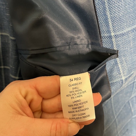 Stafford Blazer Mens 54R Blue Plaid Linen Classic Fit Sports Coat Jacket Preppy - Picture 11 of 15